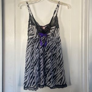 Cacique Size 18/20 Teddy Lingerie Nightie Sexy Zebra Print 2X lane Bryant